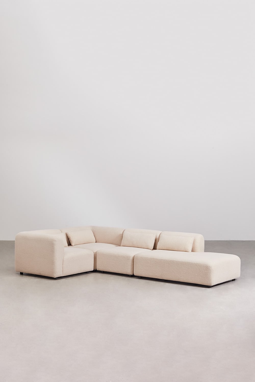 Kampinė sofa FOGLERA, boucle, kreminis boucle spalva