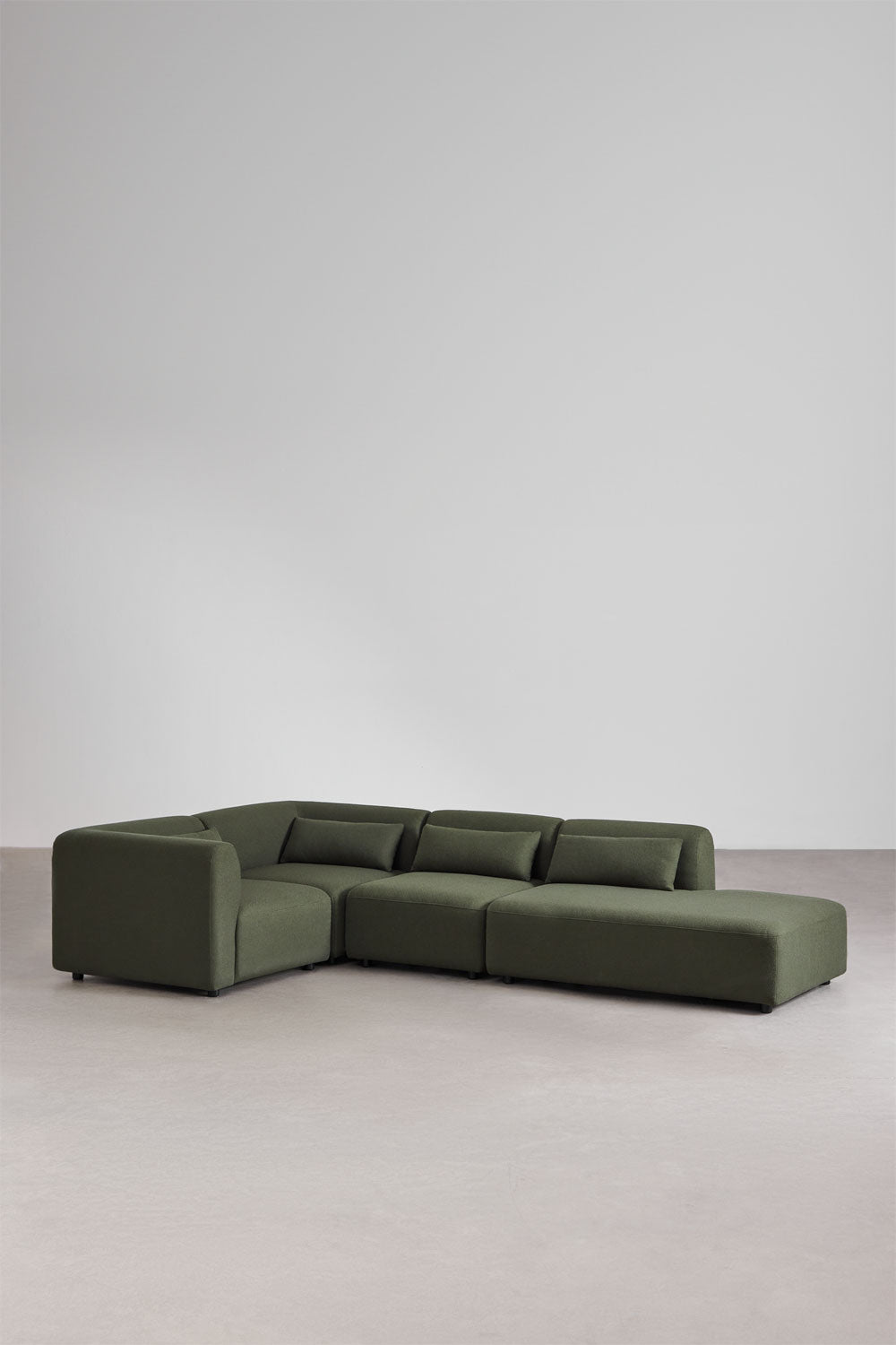 Kampinė sofa FOGLERA, šalavijo žalios spalvos boucle, 320x194, dešinė