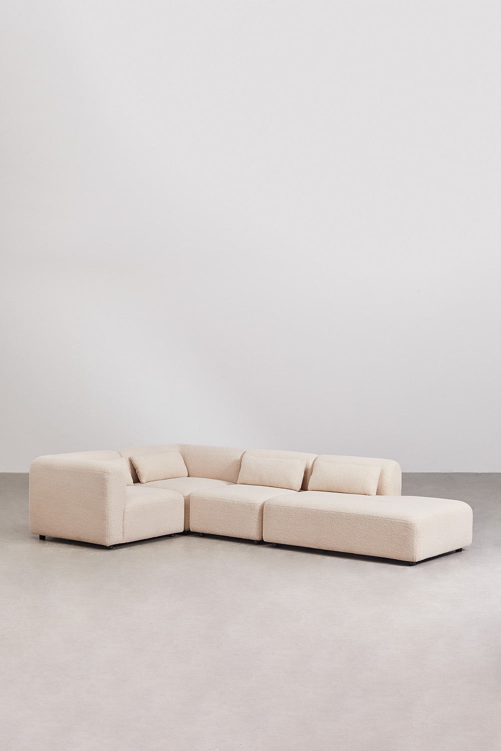 Kampinė sofa FOGLERA, kreminis boucle, 320x194, dešinė