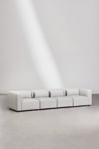 Sofa FOGLERA baltame fone, šviesiai pilka šenilo