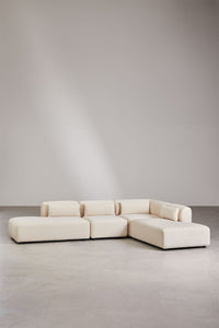 Kampinė sofa FOGLERA smėlio linas spalvos