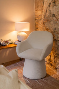 Sukamasis fotelis ERIKA, baltas boucle