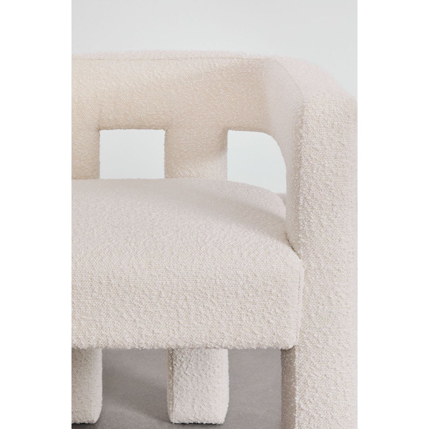 Fotelis LINA, balta, boucle