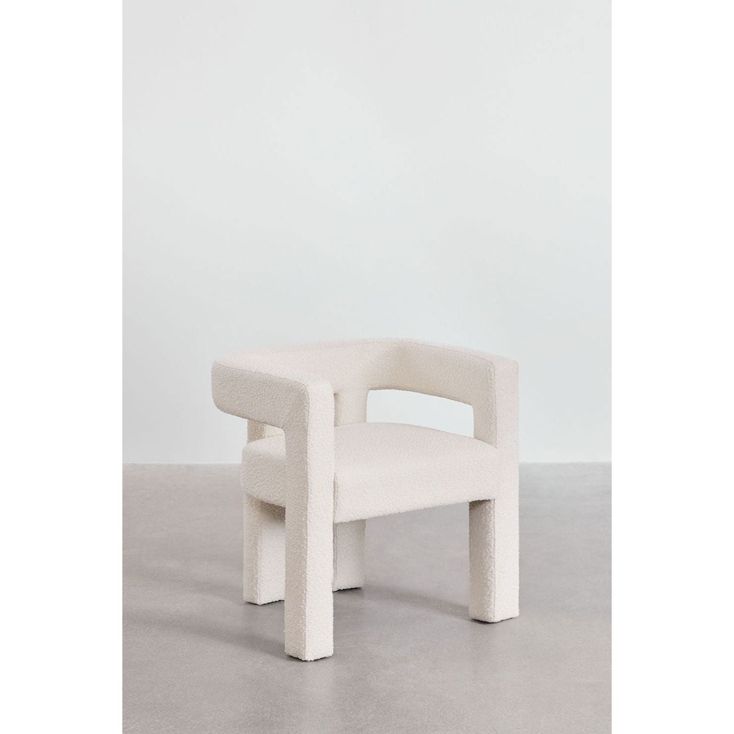 Fotelis LINA, balta, boucle