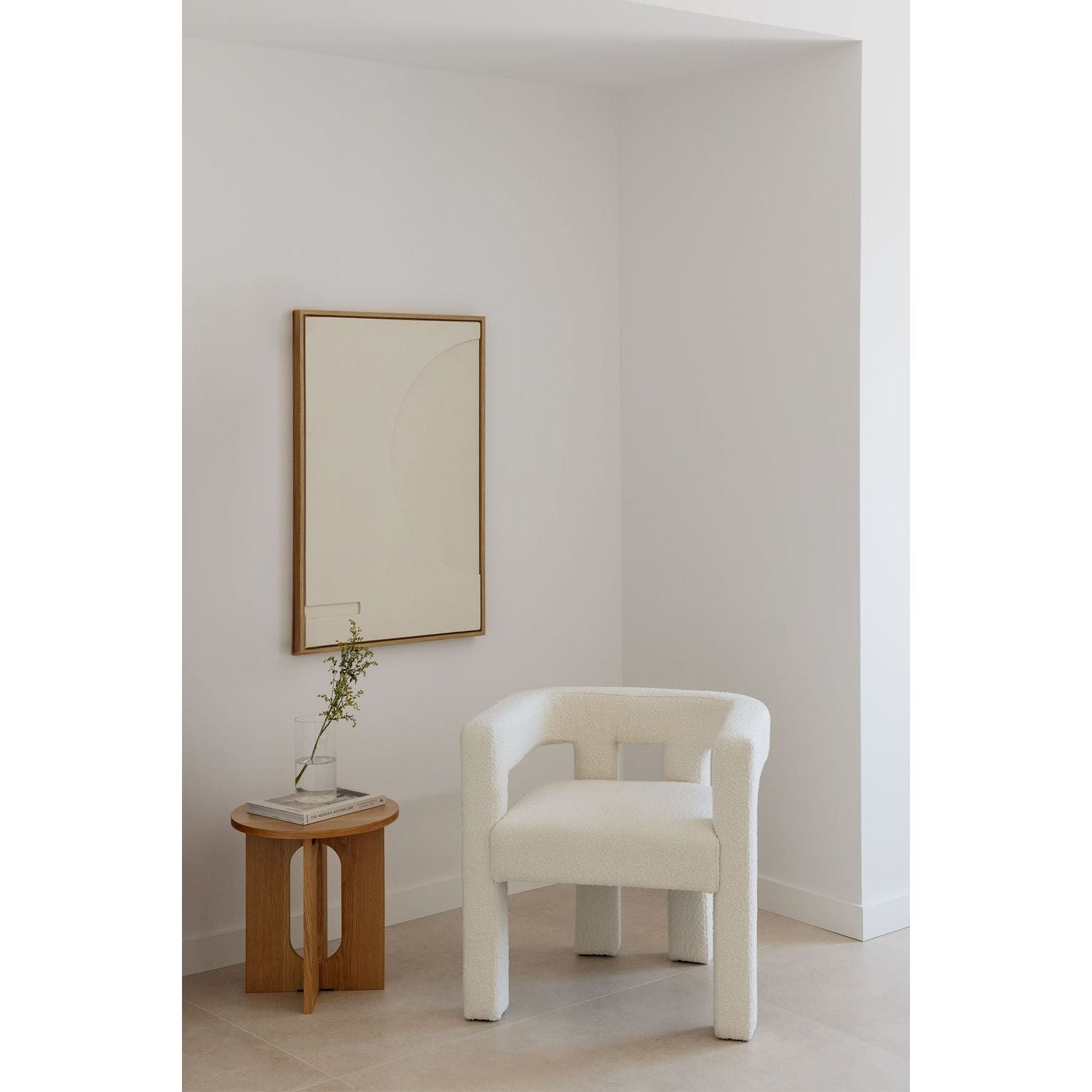 Fotelis LINA, balta, boucle
