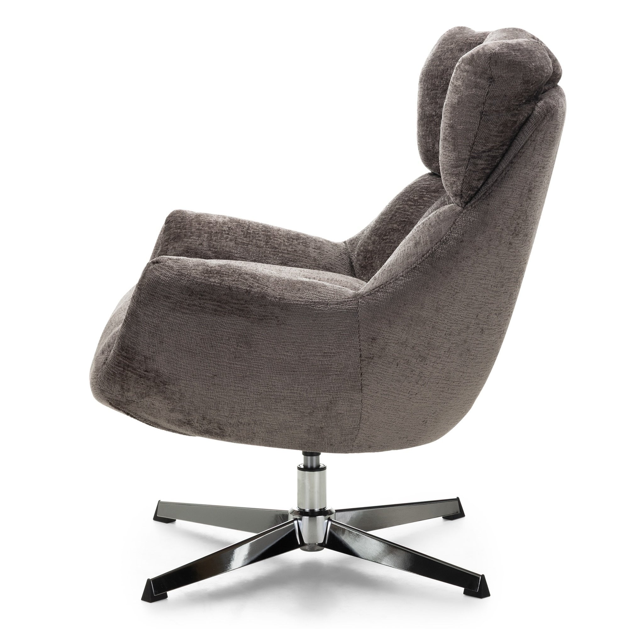 Revolving armchair CADEAU, brown-grey/chrome