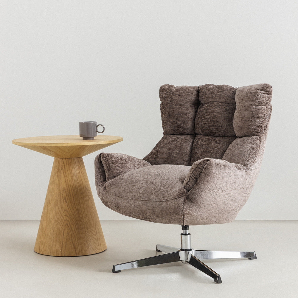 Revolving armchair CADEAU, brown-grey/chrome