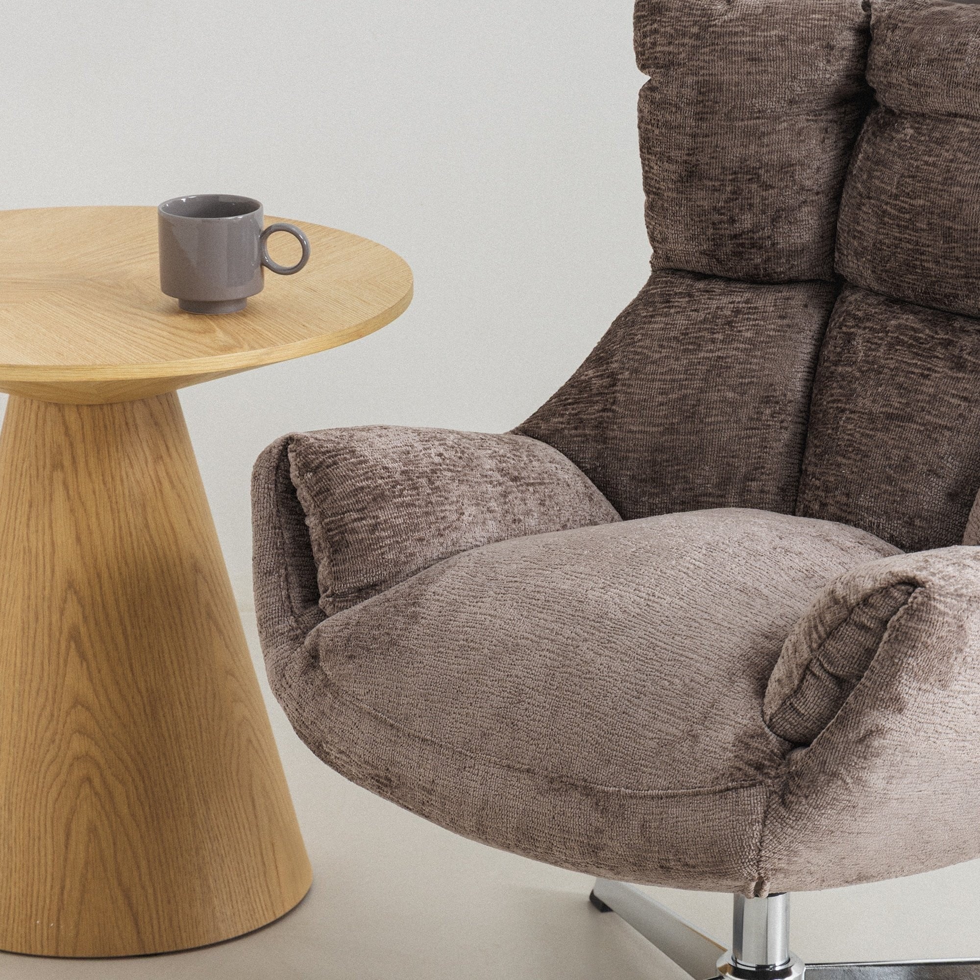 Revolving armchair CADEAU, brown-grey/chrome