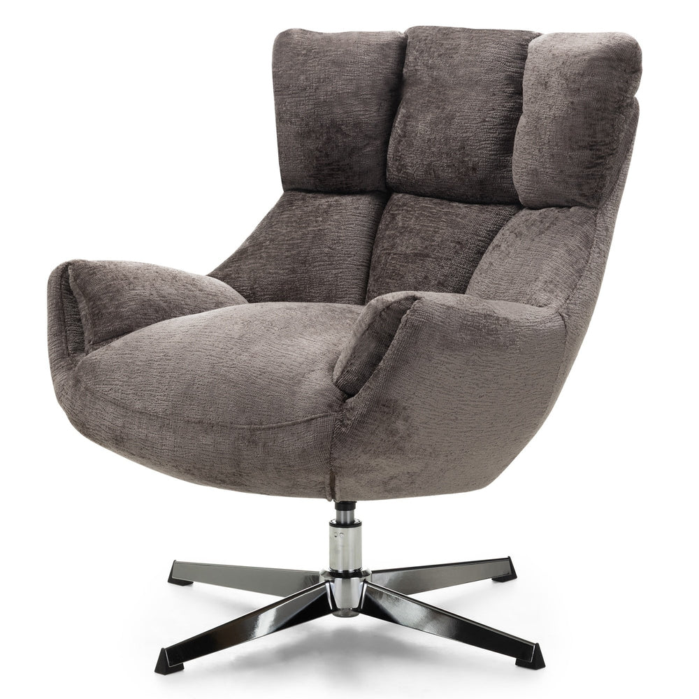 Revolving armchair CADEAU, brown-grey/chrome