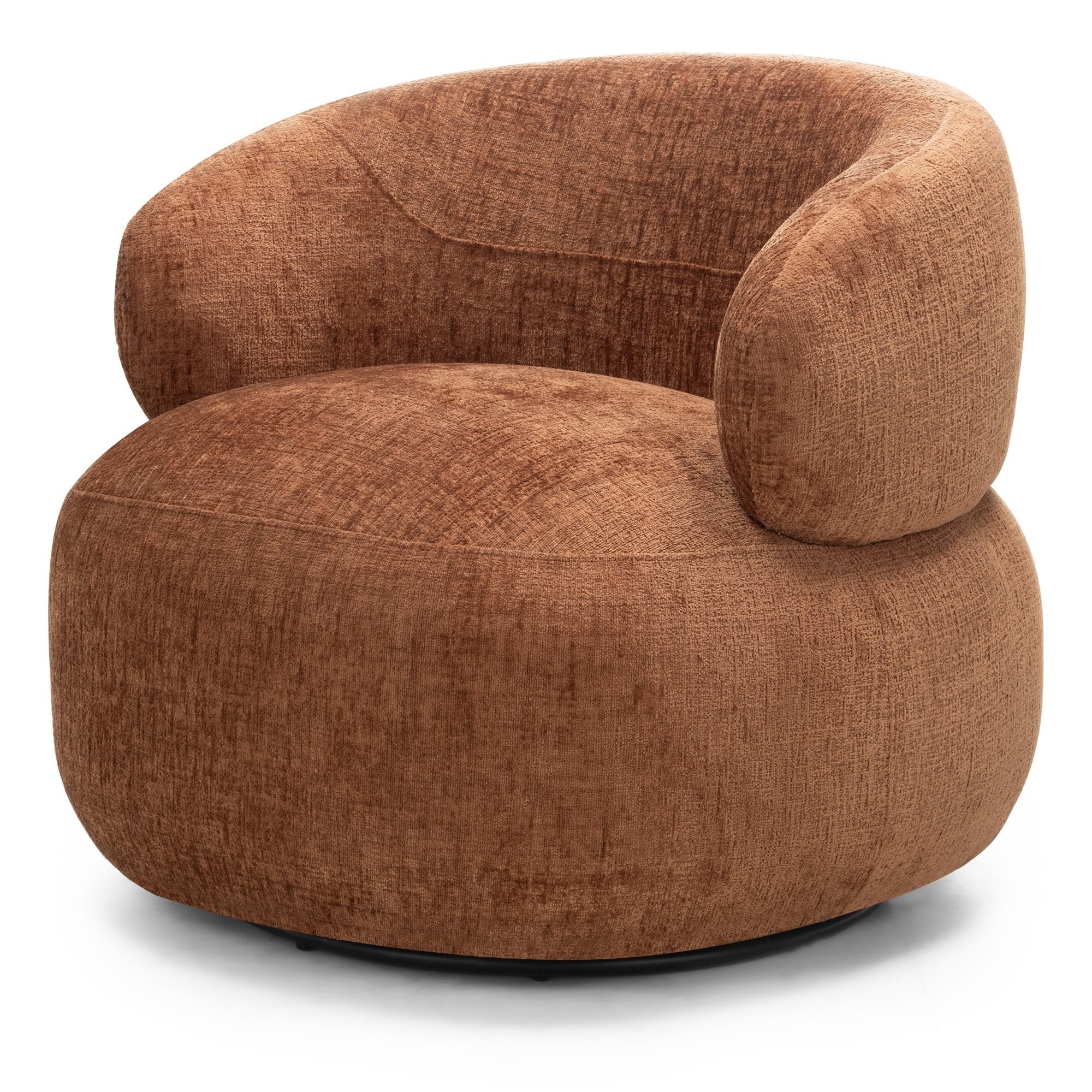 Swivel armchair TENDRE, chenille, copper