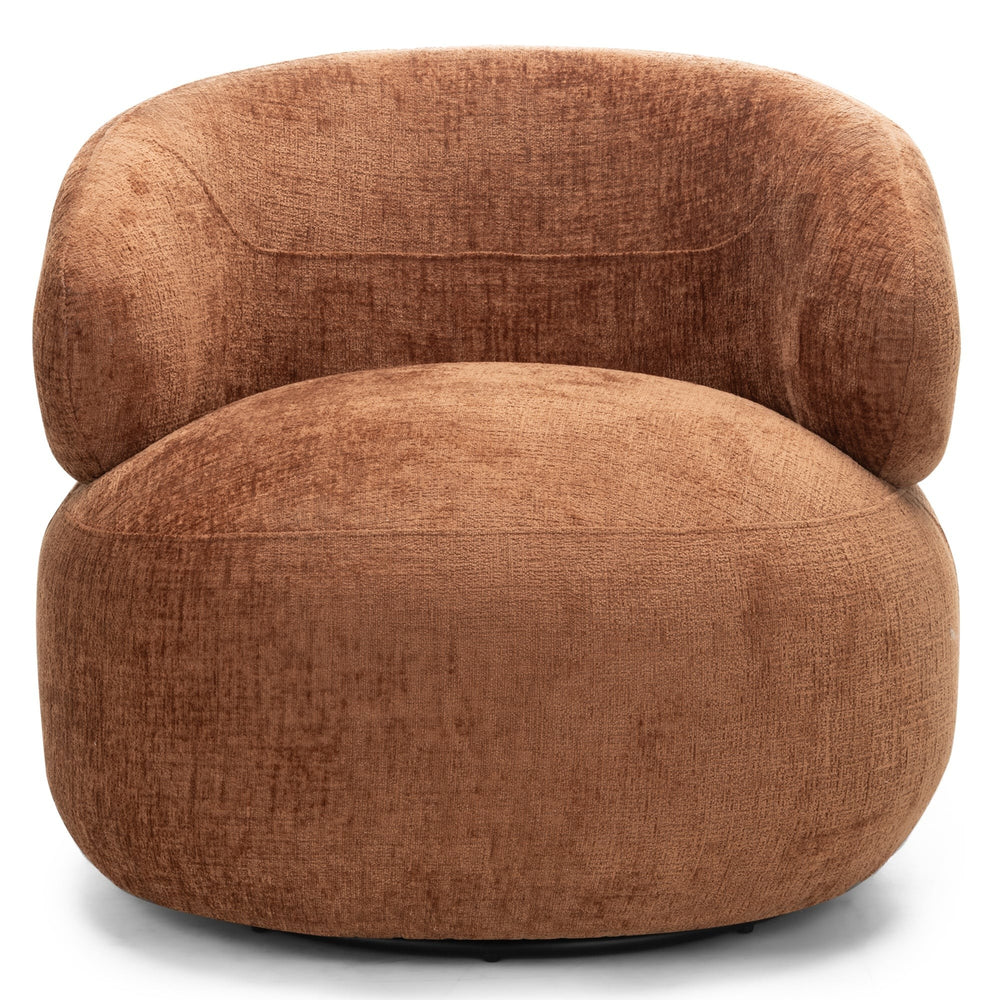 Swivel armchair TENDRE, chenille, copper