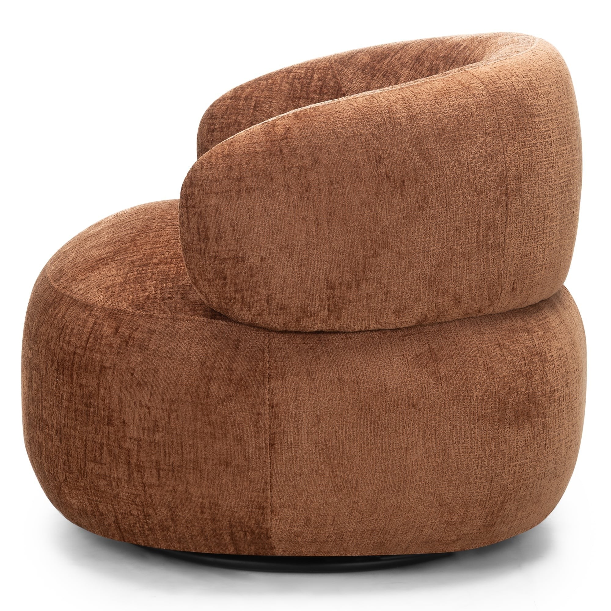 Swivel armchair TENDRE, chenille, copper