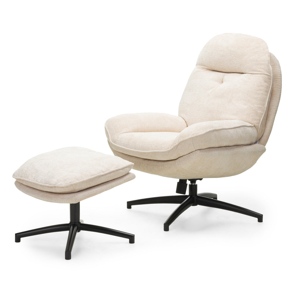 Swivel armchair AZURIN, footstool, sand