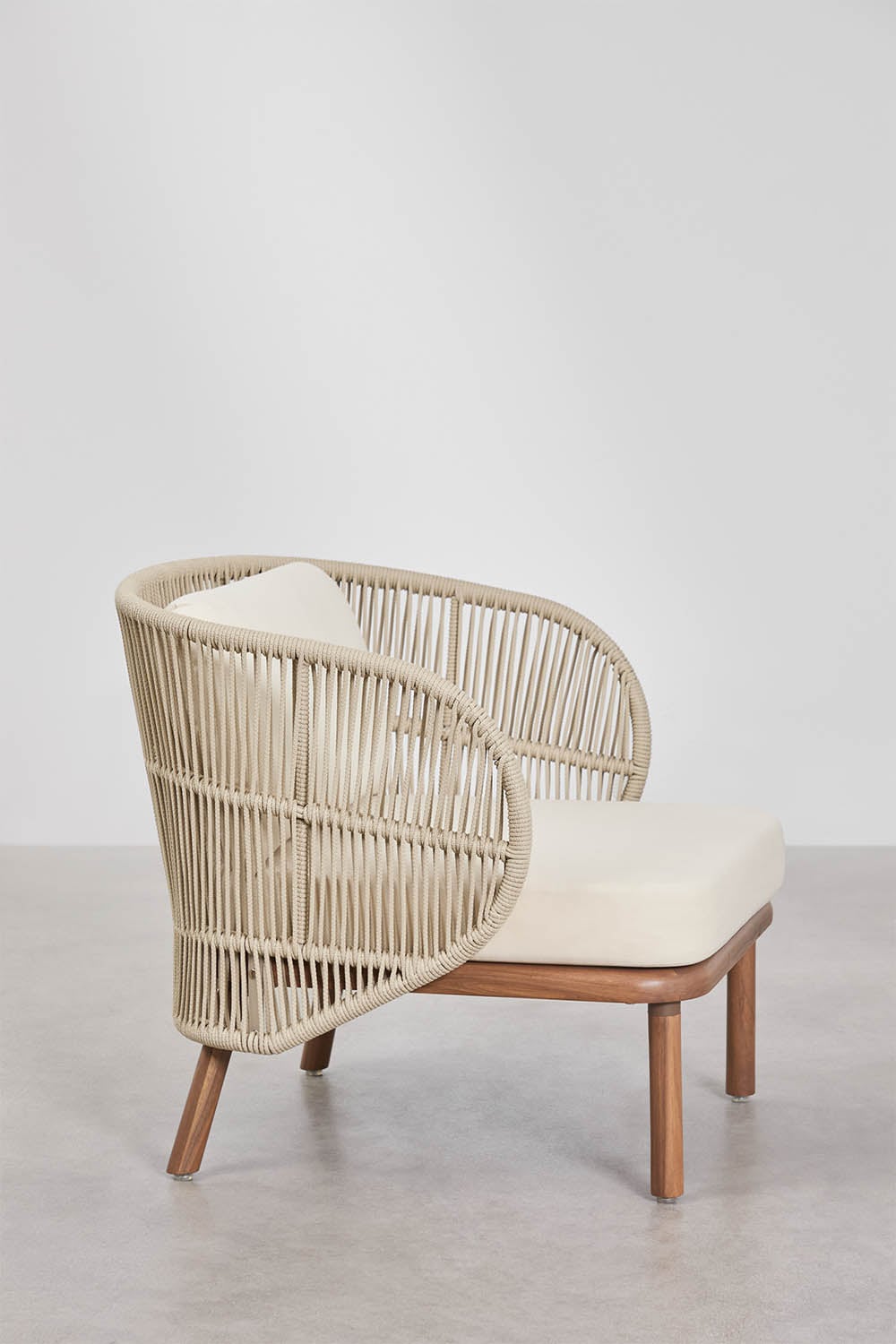 Lauko fotelis CORAL, akacija, kreminė