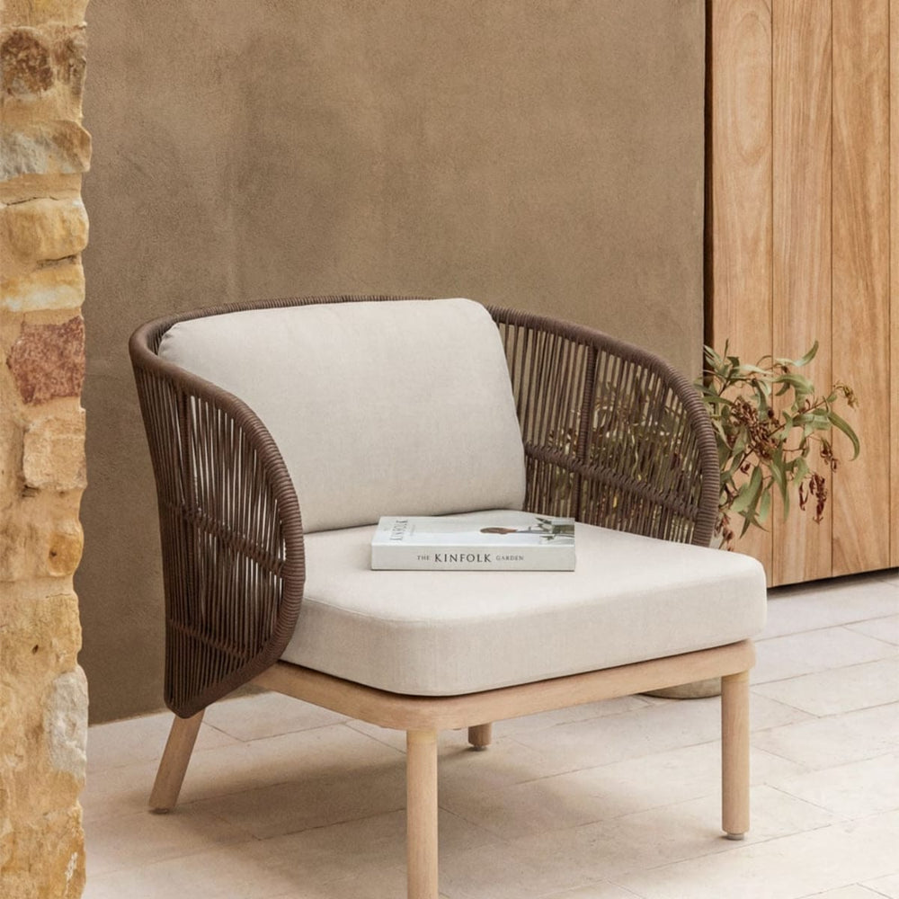 Outdoor armchair CORAL, acacia, chocolate