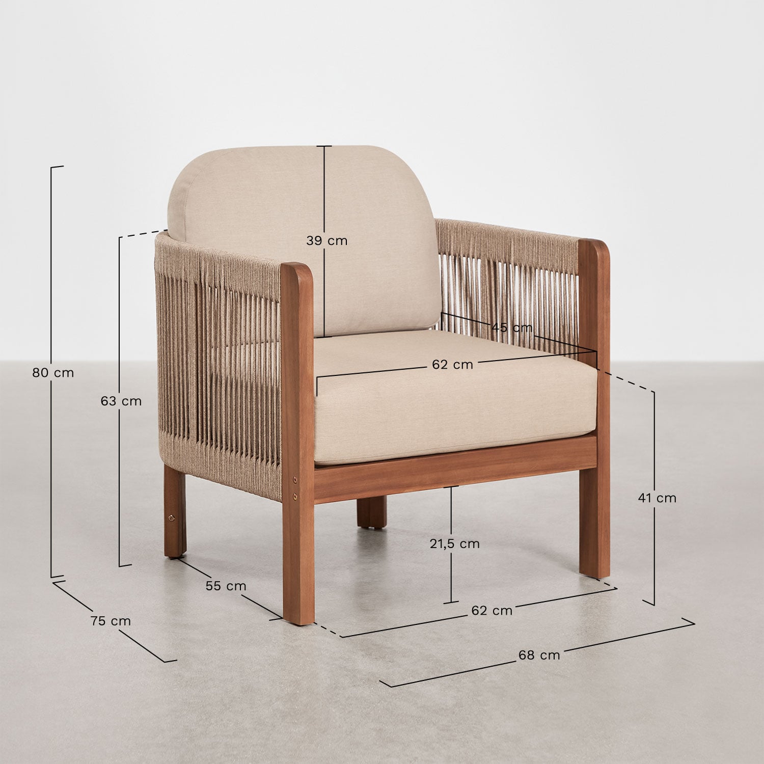 Lauko fotelis AKARO, akacijų mediena