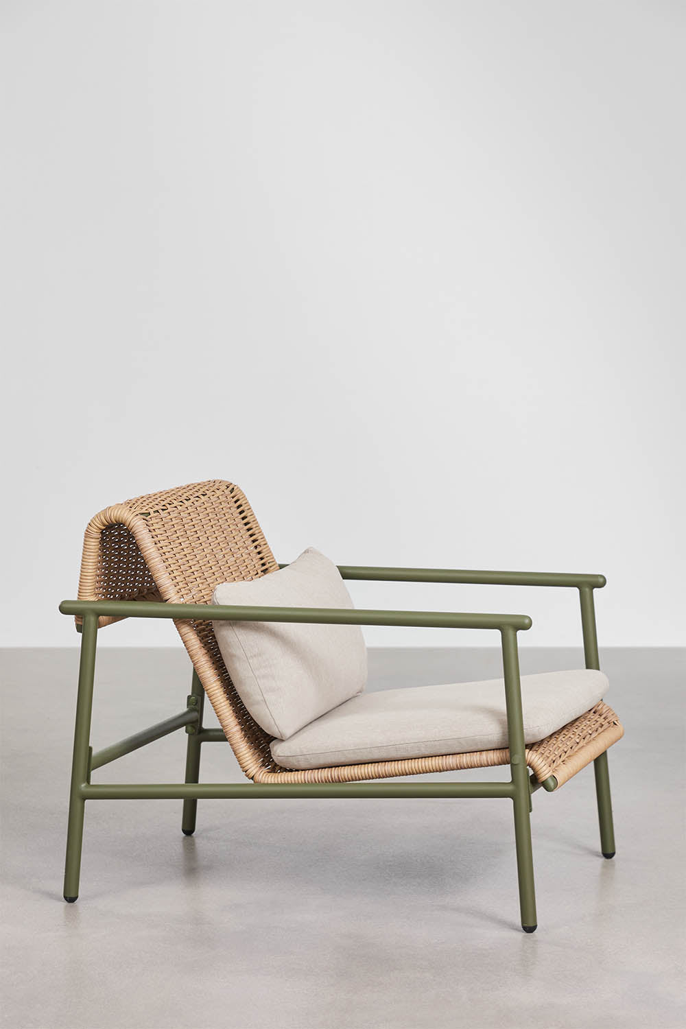 Lauko fotelis RATANO, sintetinis ratanas, alyvuogių žalia