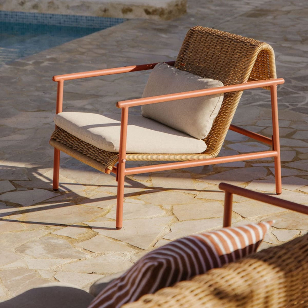 Outdoor armchair RATANO, synthetic rattan, terracotta