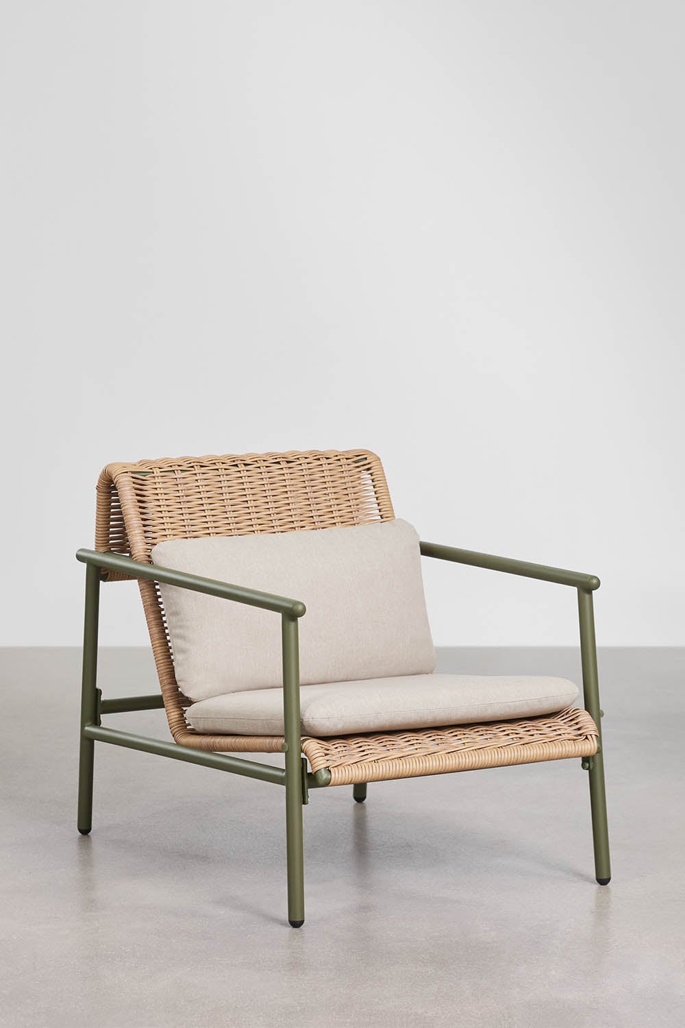 Lauko fotelis RATANO, sintetinis ratanas, alyvuogių žalia