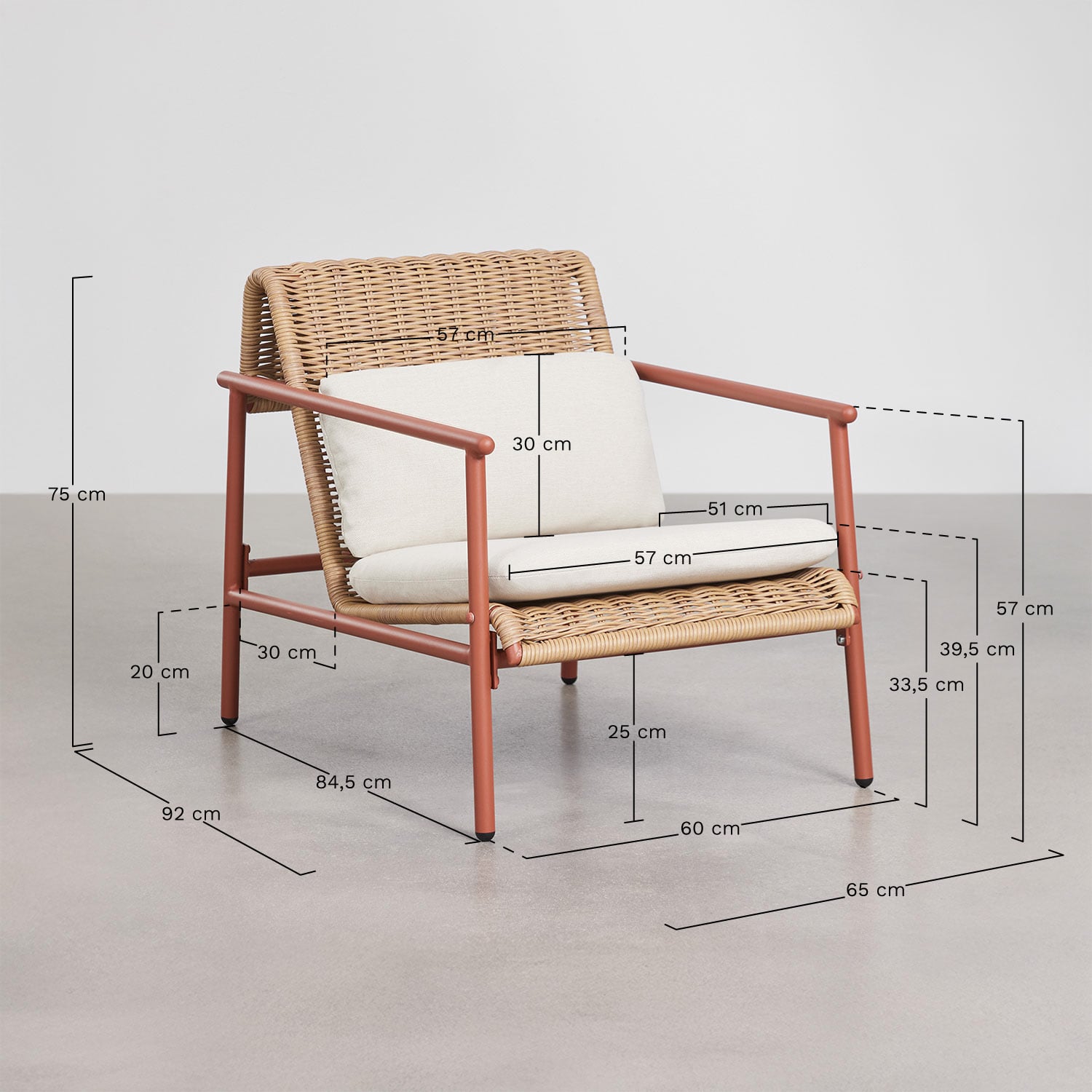 Lauko fotelis RATANO, sintetinis ratanas, balta