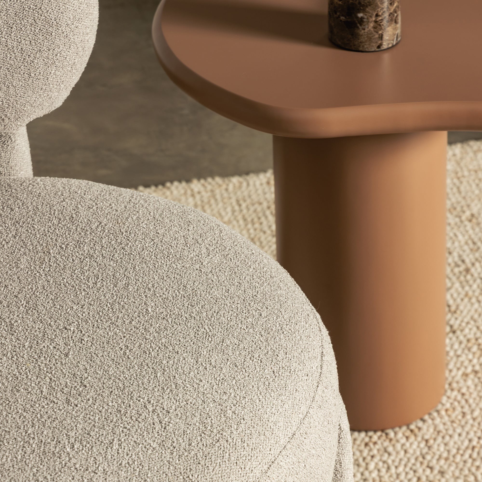 Lounge chair DORADE, fabric, grey-beige