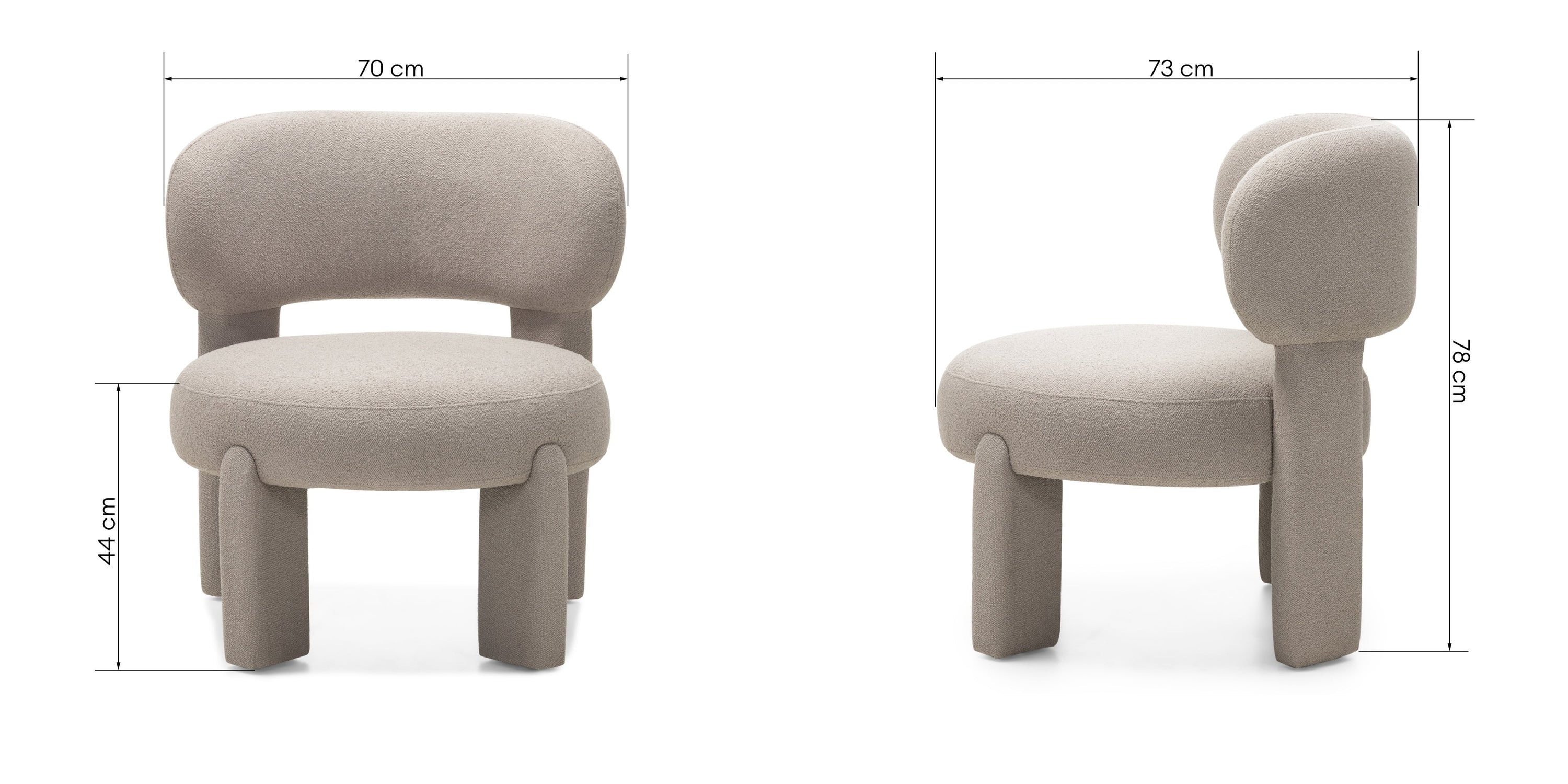 Lounge chair DORADE, fabric, grey-beige