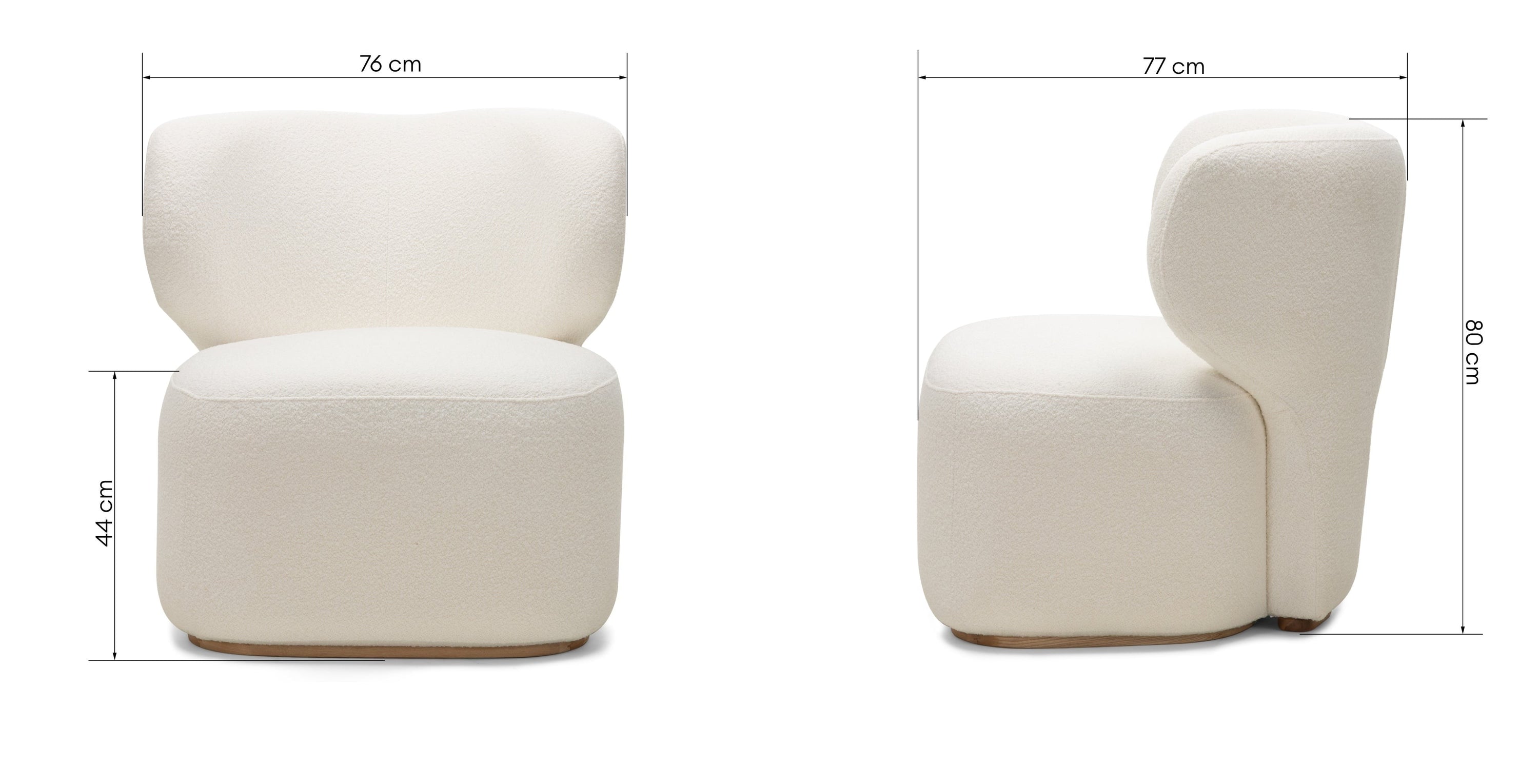 Recliner FLUOR, white, rounded