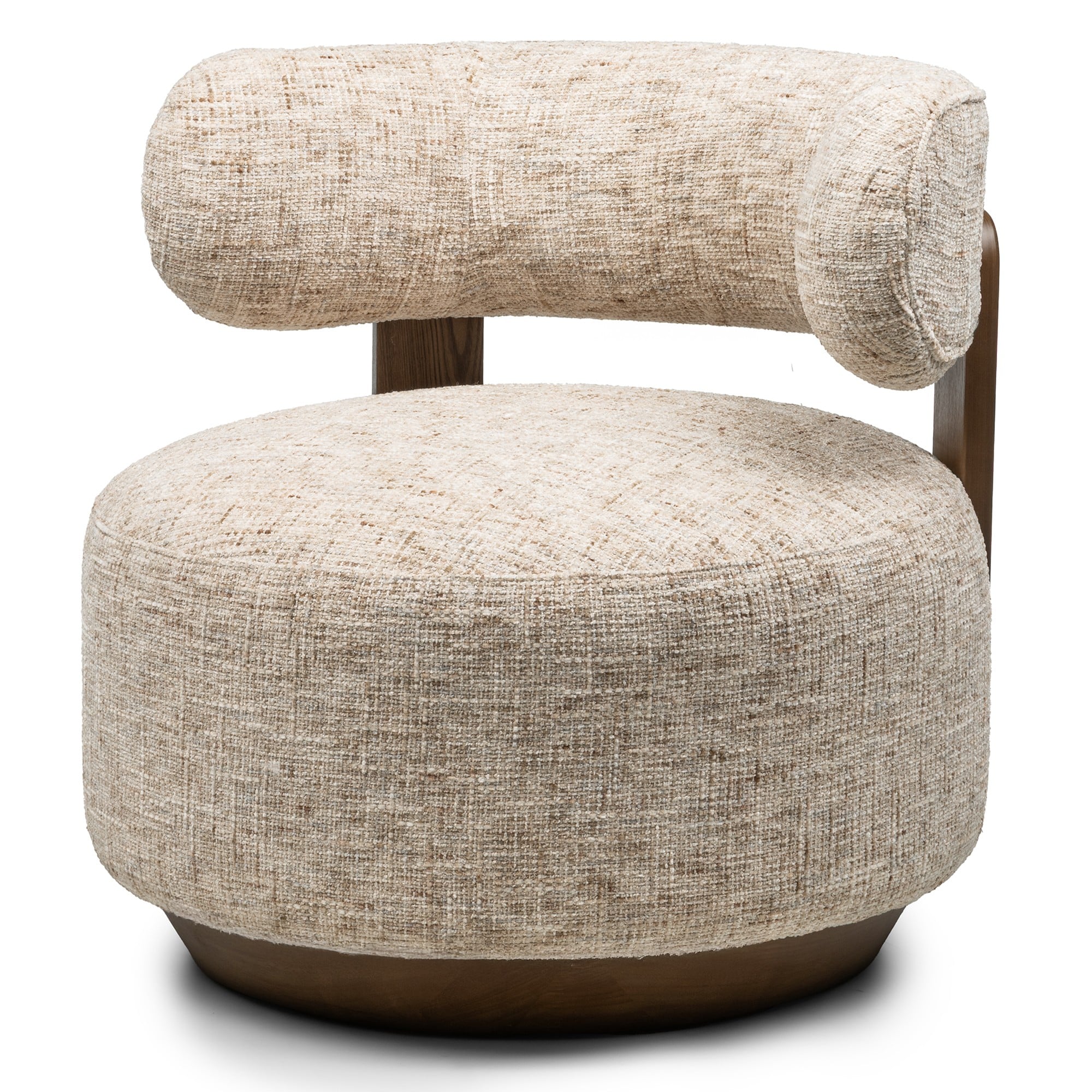 Armchair DELICE, grey beige/walnut