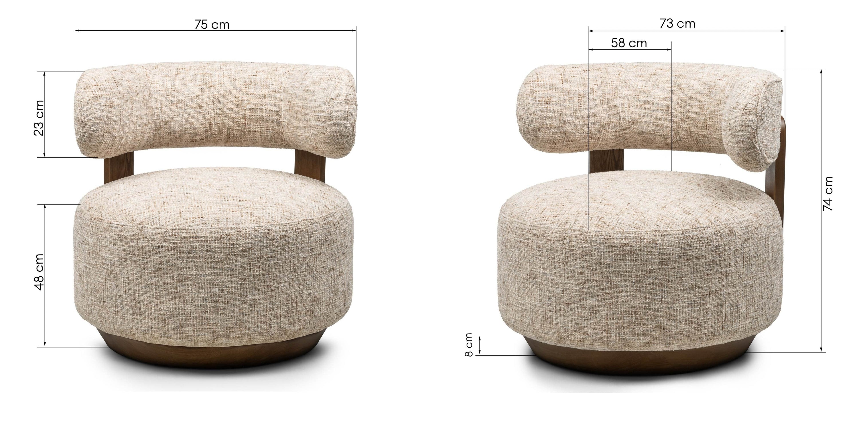 Armchair DELICE, grey beige/walnut