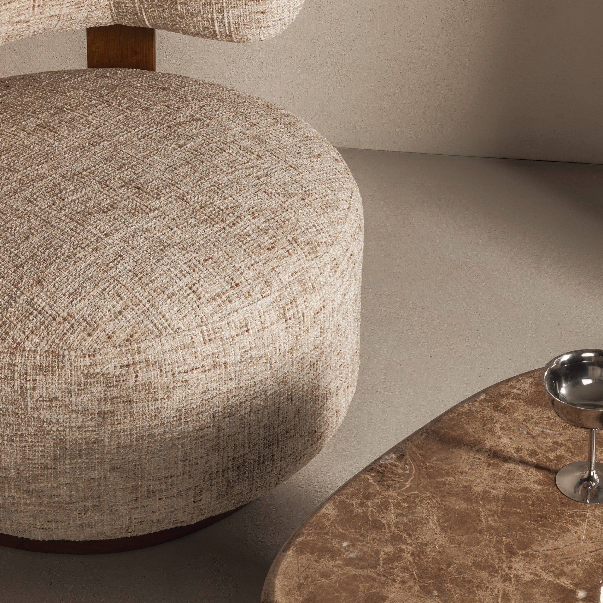 Armchair DELICE, grey beige/walnut