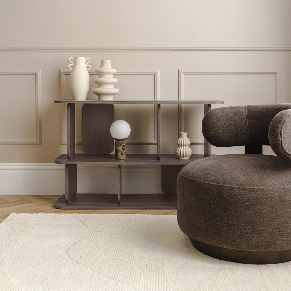 Armchair DELICE, brown/walnut