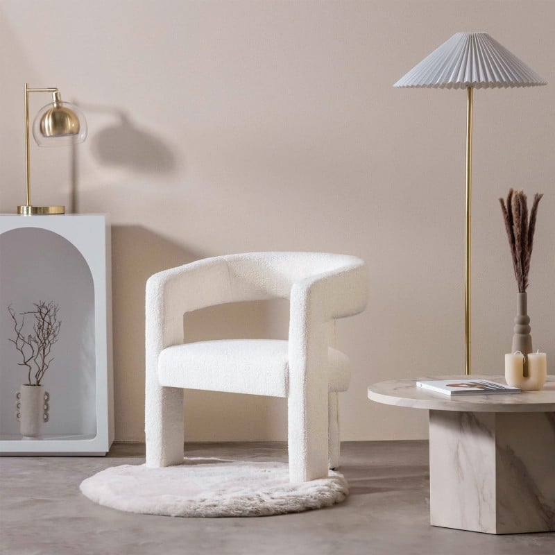 Fotelis CELESTE, kreminis, boucle