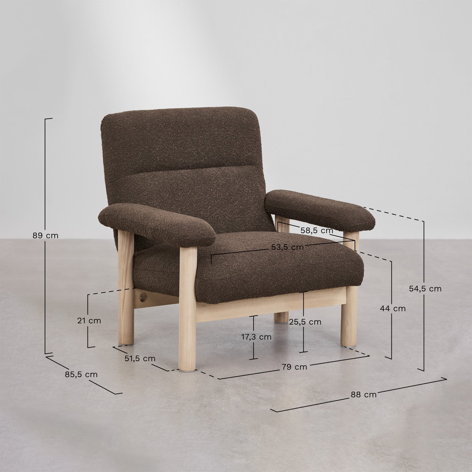 Armchair HAROORO, chocolate