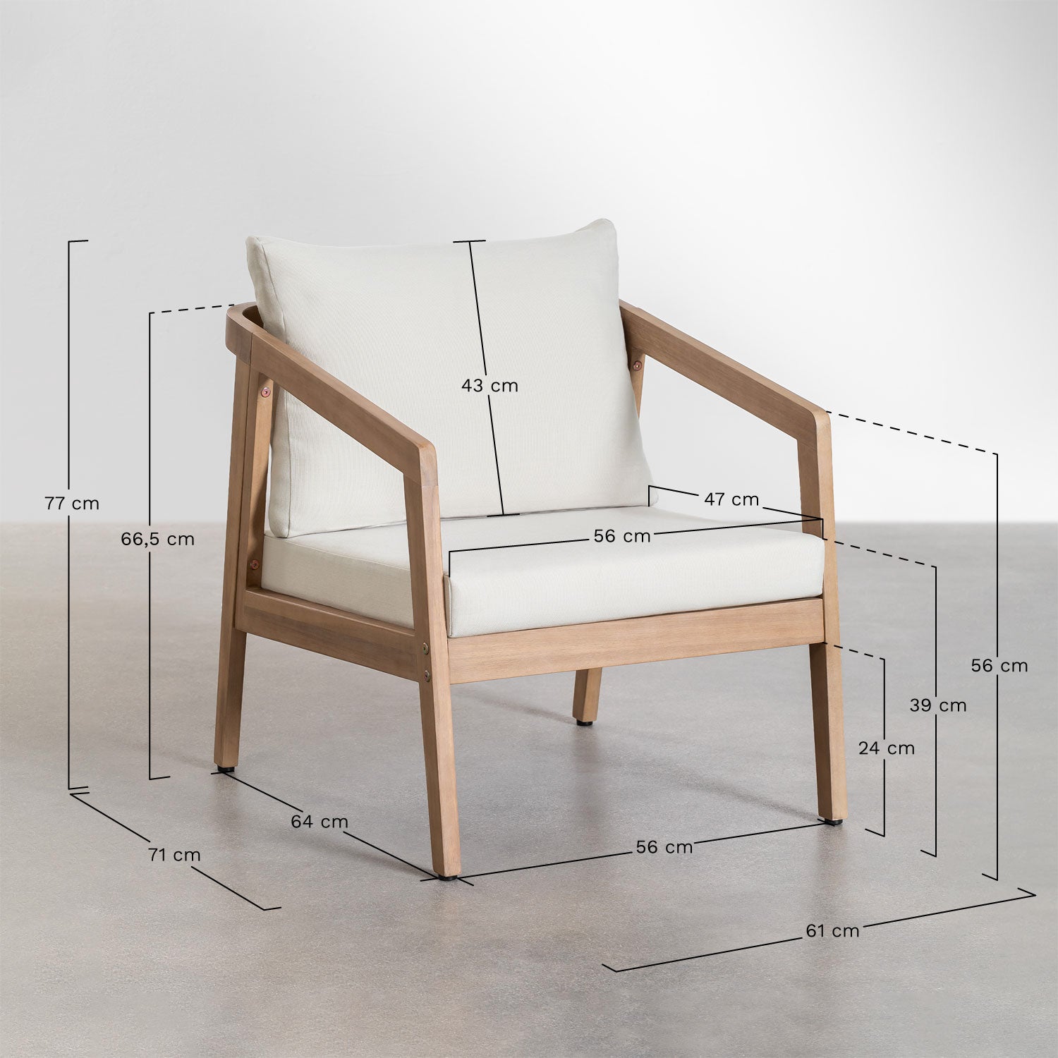 Armchair VIRVO, acacia, light (2 variants)