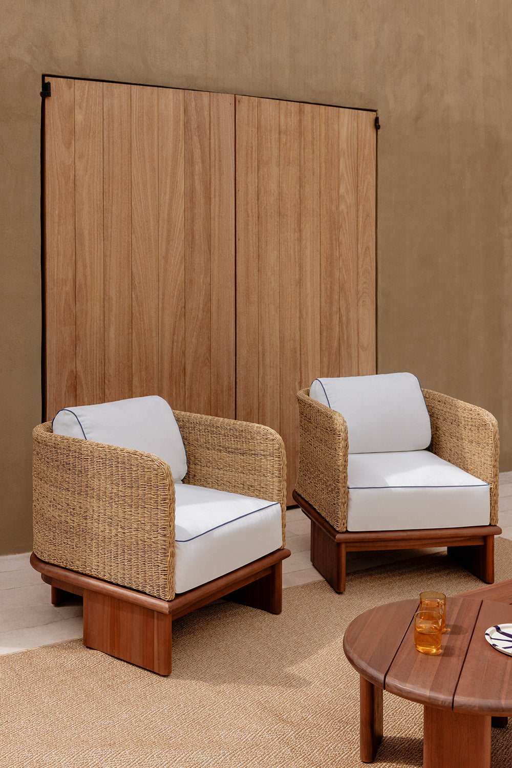 RATIKO armchair set, dark acacia brown