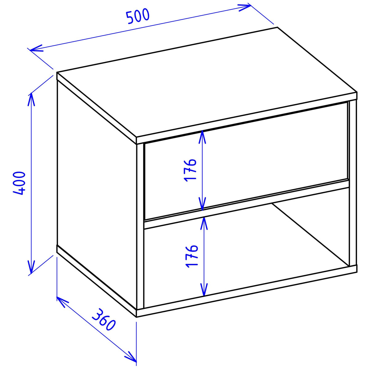 Pakabinama naktinė spintelė ZARI, balta, 50 cm, 3