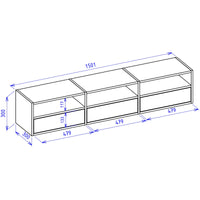 Pakabinama TV spintelė ZARI, juoda, 150 cm, 2