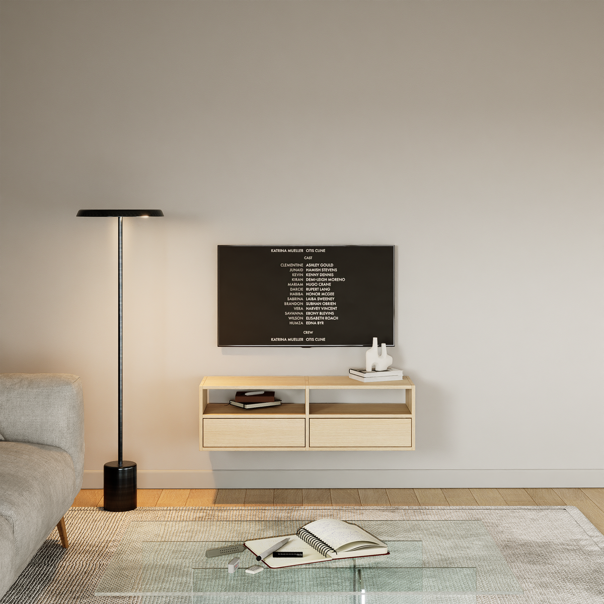Pakabinama TV spintelė ZARI, ąžuolas, 100 cm