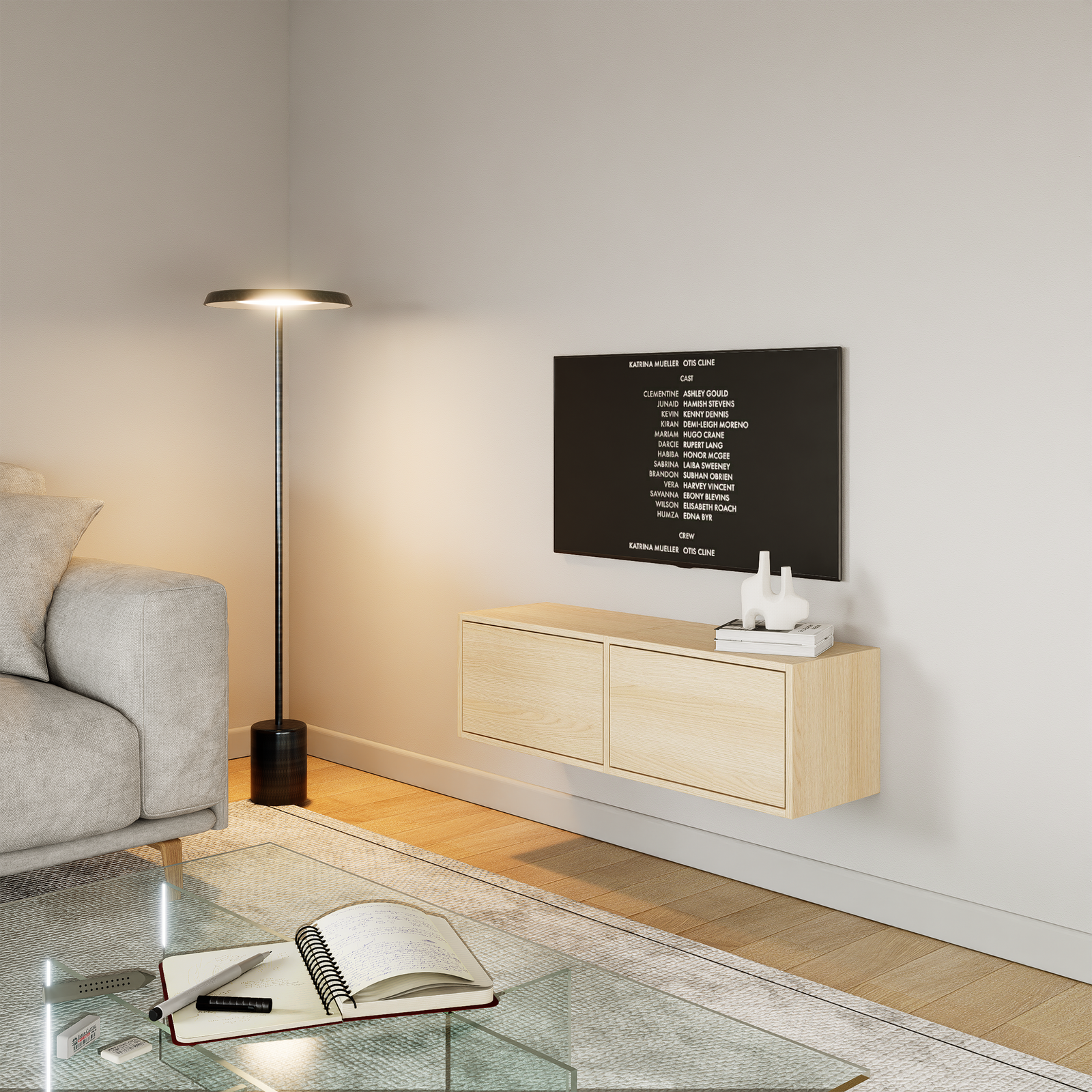 TV staliukas FRAMME, ąžuolo, 100 cm