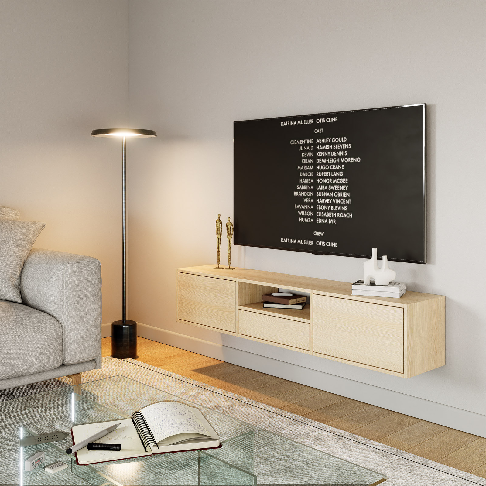 TV staliukas FRAMME, ąžuolo, 150 cm