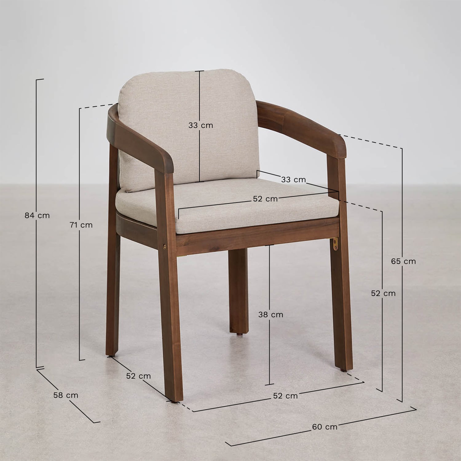 Outdoor set ULENO, round table, 4 chairs, dark acacia