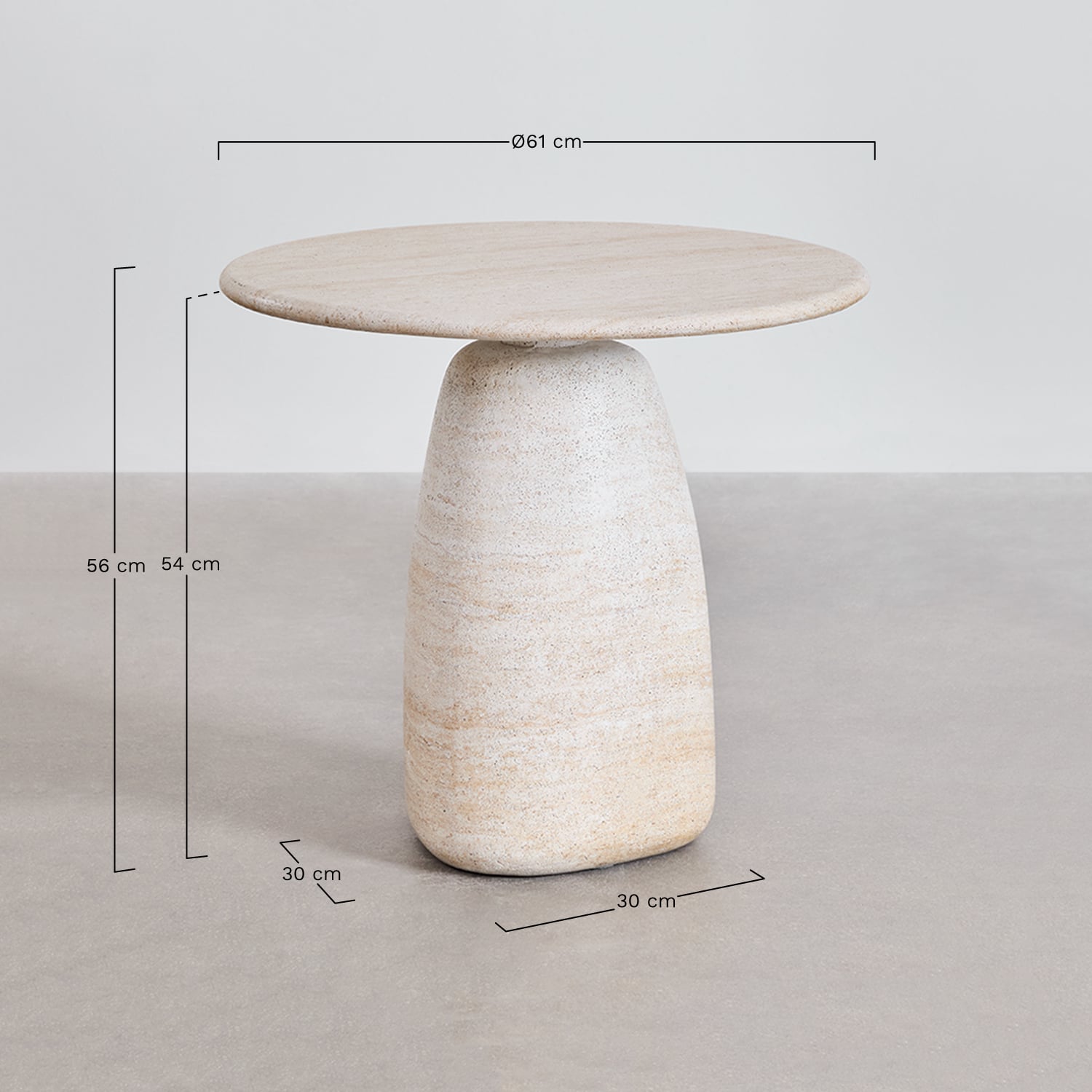 Side table GREVIK, travertine Ø45 cm