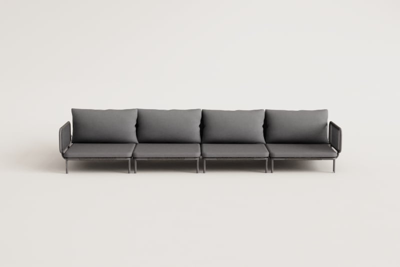 Lauko sofa GRAFITO, keturių dalių sistema, grafito pilka (2 var.)