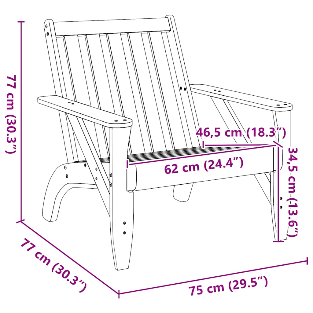 Garden Adirondack kėdė balta 75x77x77 cm medžio masyvo pušis - Namų Idėja