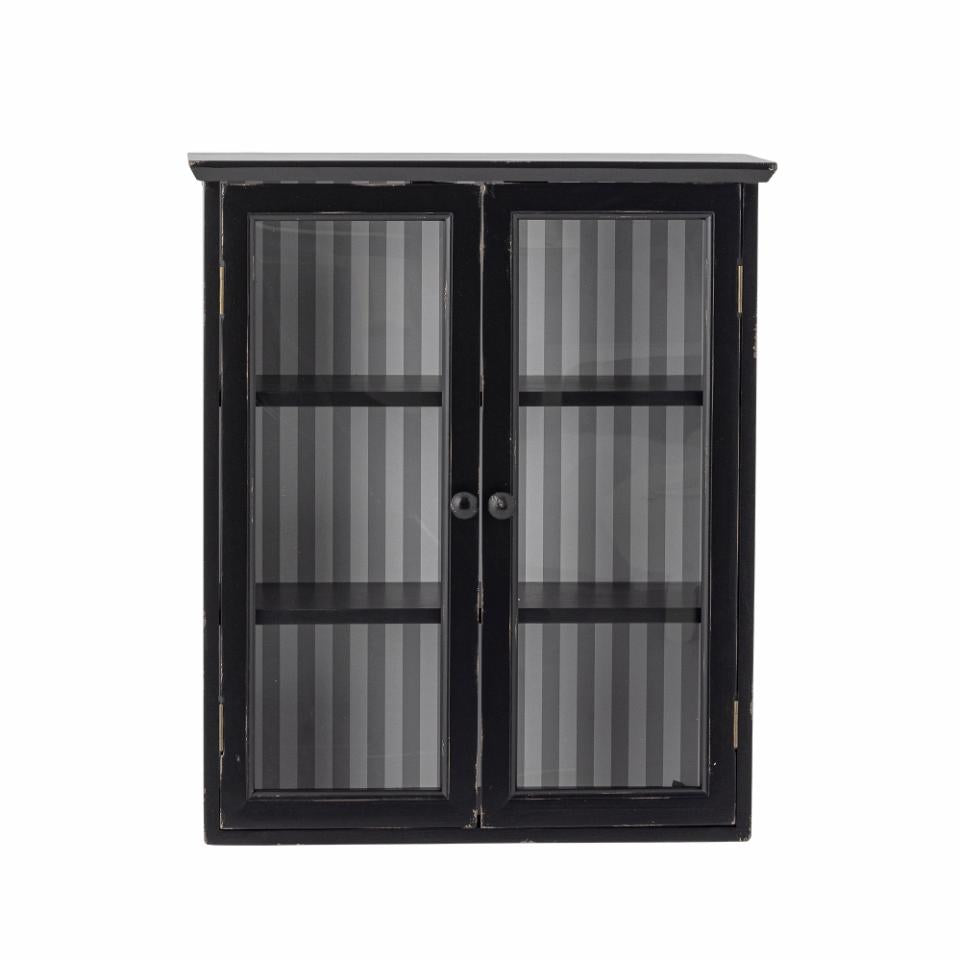 Vitrininė spintelė HAZEM, juoda eglės mediena