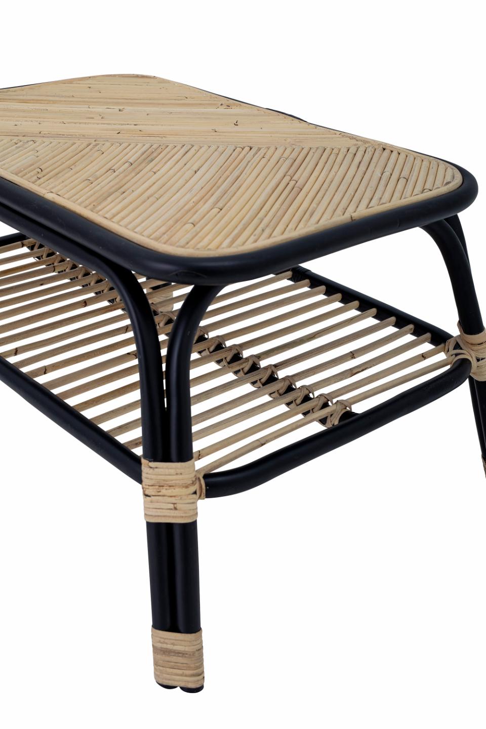 Coffee table LOUE, black rattan