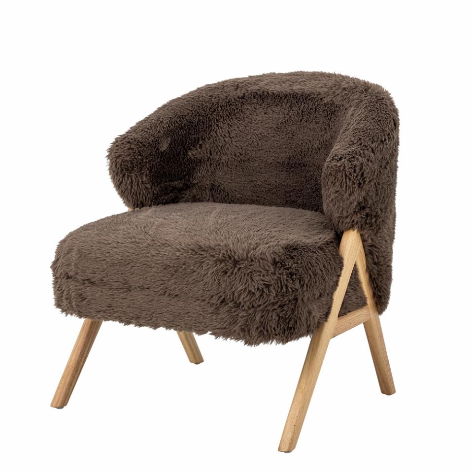 CAMINO lounge chair, brown rubberwood