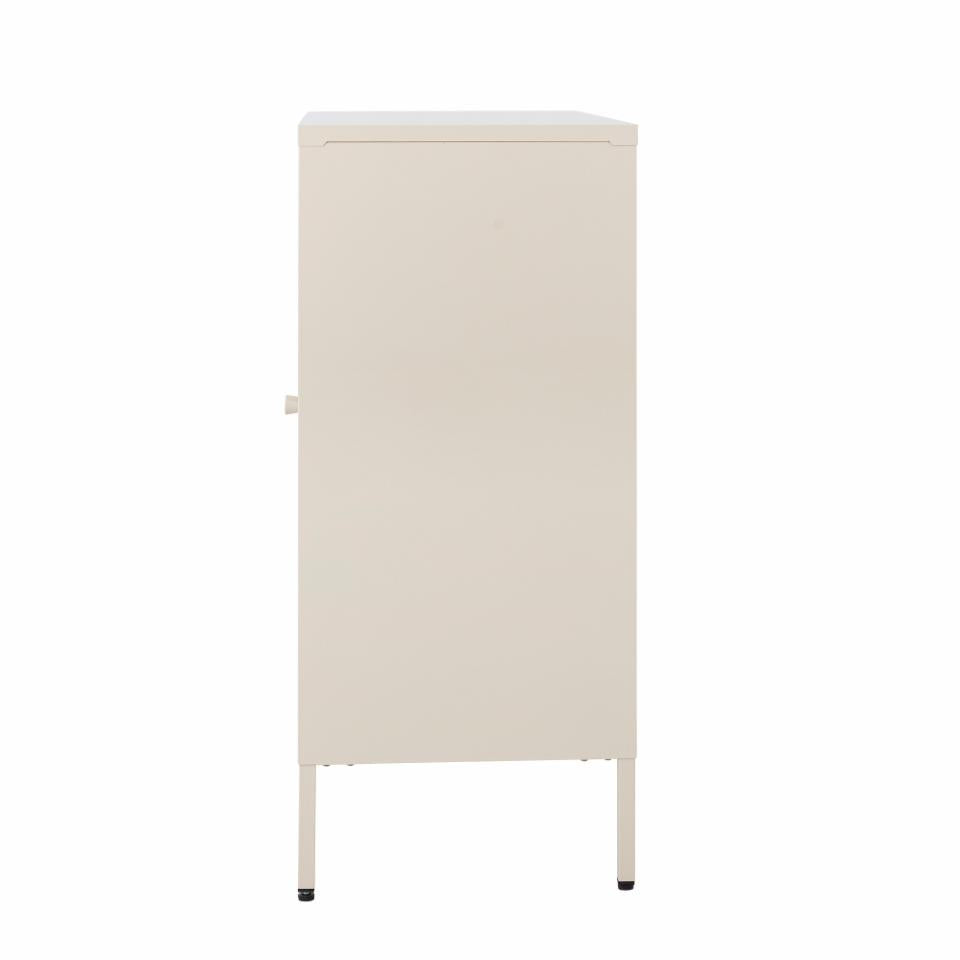 Vitrininė spintelė SALVO, smėlio spalvos metalas ir rievėtas stiklas