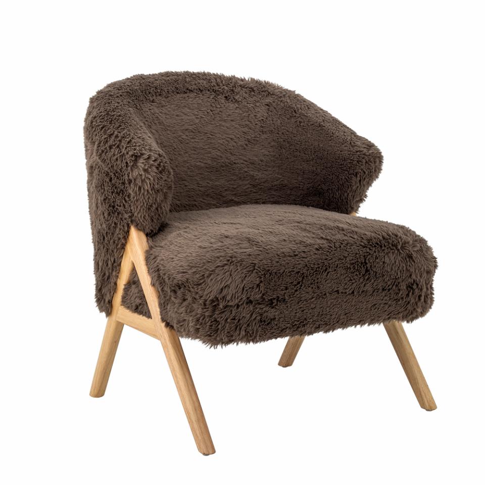 CAMINO lounge chair, brown rubberwood