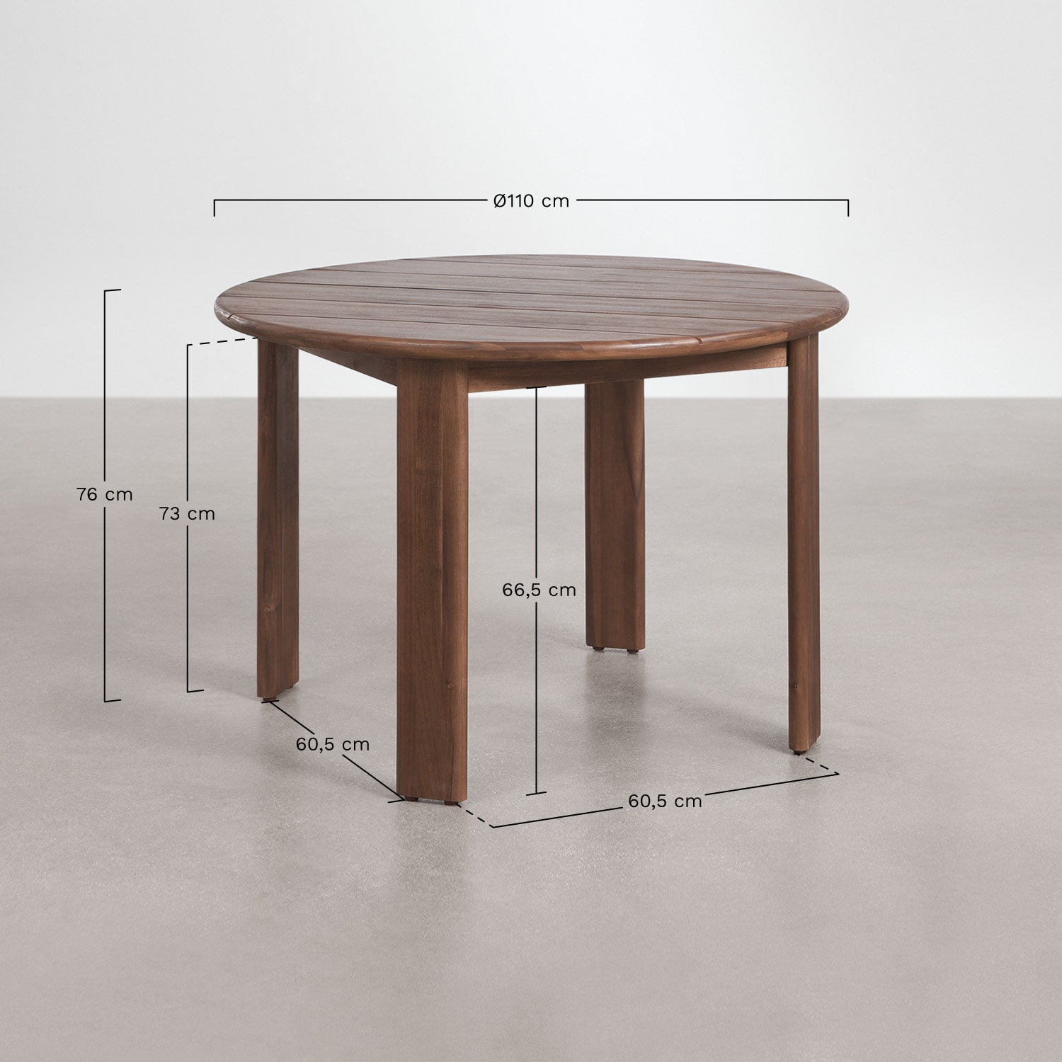 Outdoor round table ULENO, acacia wood, dark acacia
